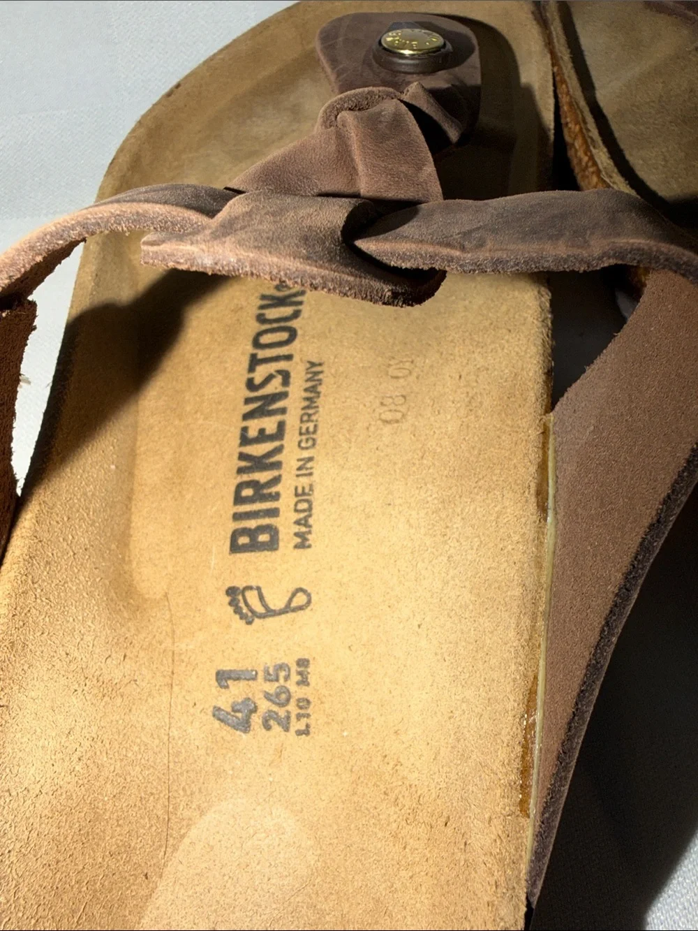 Sz 41 10-10.5 Birkenstock Brown Habana Braided Oiled Leather Sandals